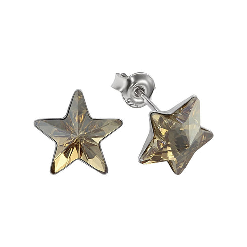 Bērnu sudraba auskari "Zvaigznīte (Golden Shadow)" ar Swarovski™ kristāliem